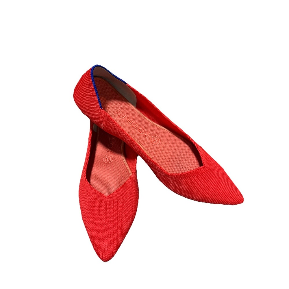 Rothy's The Point Women's Ballet Flat Knit Fabric Size W9 Red Pointed Toe Shoes